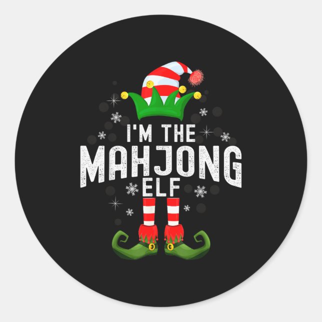 I'm The Mahjong Elf Christmas Family Pjs Costume  Runder Aufkleber (Vorderseite)