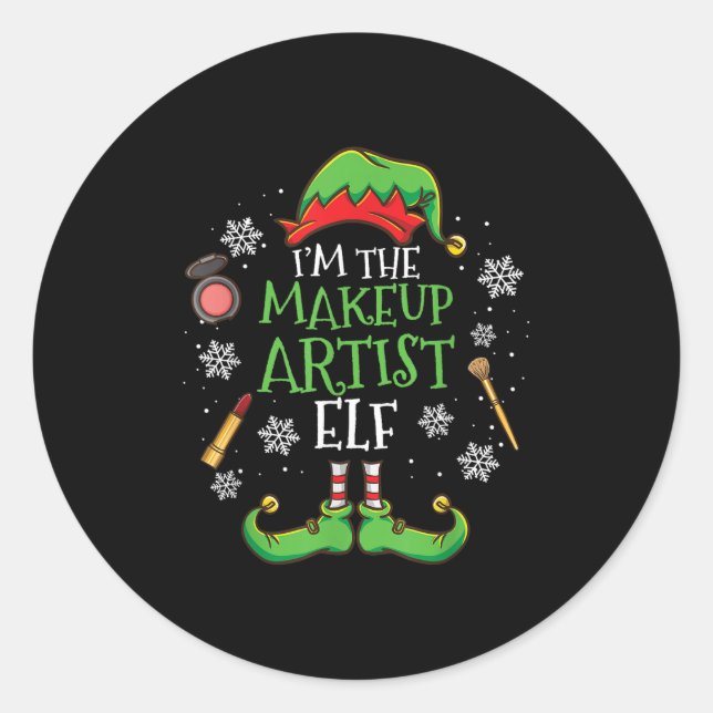 Im the Makeup Artist Elf Weihnachten Runder Aufkleber (Vorderseite)