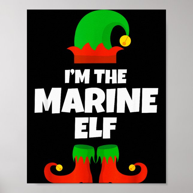 I'm The Marine Elf Family Pajama Christmas Biology Poster (Vorne)