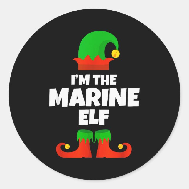 I'm The Marine Elf Family Pajama Christmas Biology Runder Aufkleber (Vorderseite)