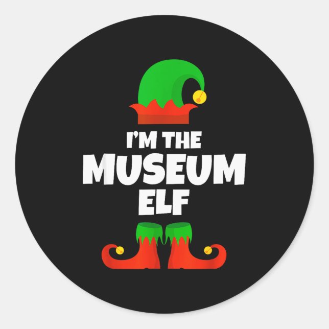 I'm The Museum Elf Family Pajama Christmas Funny  Runder Aufkleber (Vorderseite)