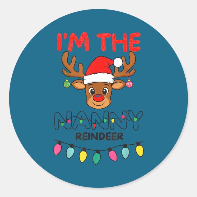 I'm The Nanny Reindeer Family Christmas Matching G Runder Aufkleber (Vorderseite)