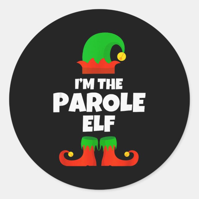 I'm The Parole Elf Family Pajama Christmas Officer Runder Aufkleber (Vorderseite)