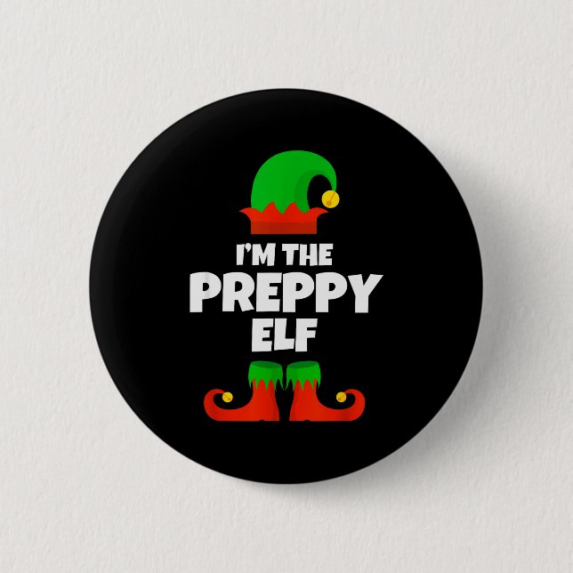 I'm The Preppy Elf Family Pajama Christmas Funny  Button (Vorderseite)