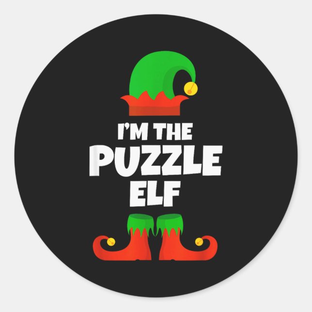 I'm The Puzzle Elf Family Pajama Christmas Funny  Runder Aufkleber (Vorderseite)