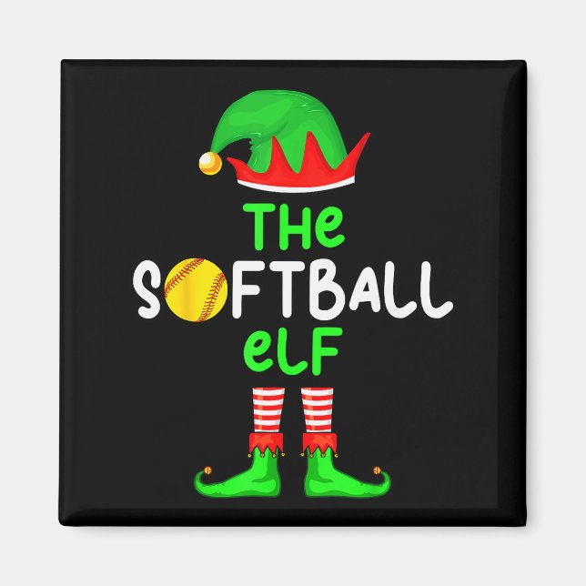 I'm The Softball Elf Christmas Family Matching Paj Magnet (Vorne)