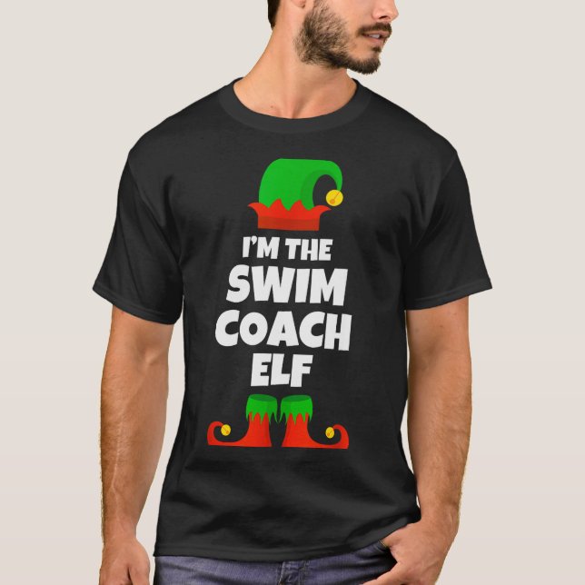 I'm The Swim Coach Elf Family Pajama Christmas Fun T-Shirt (Vorderseite)