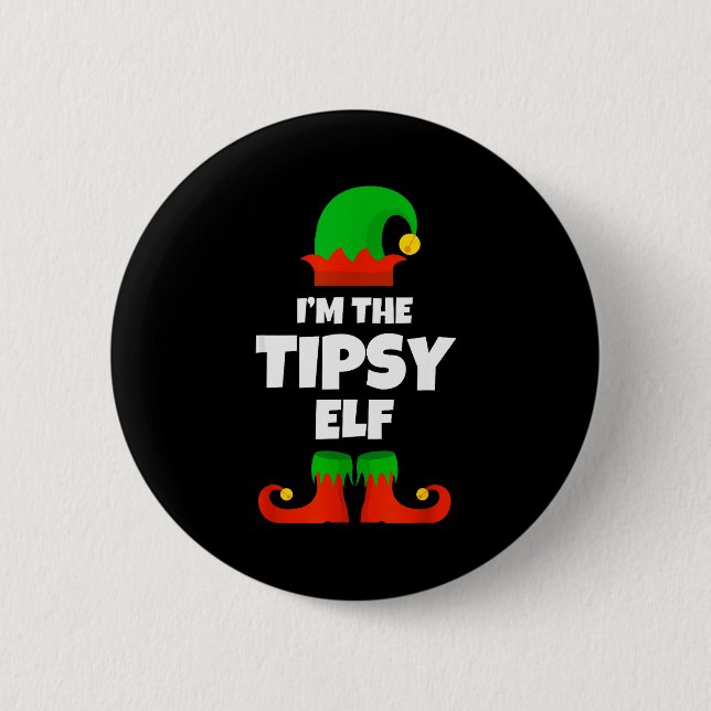 I'm The Tipsy Elf Family Pajama Christmas Funny  Button (Vorderseite)
