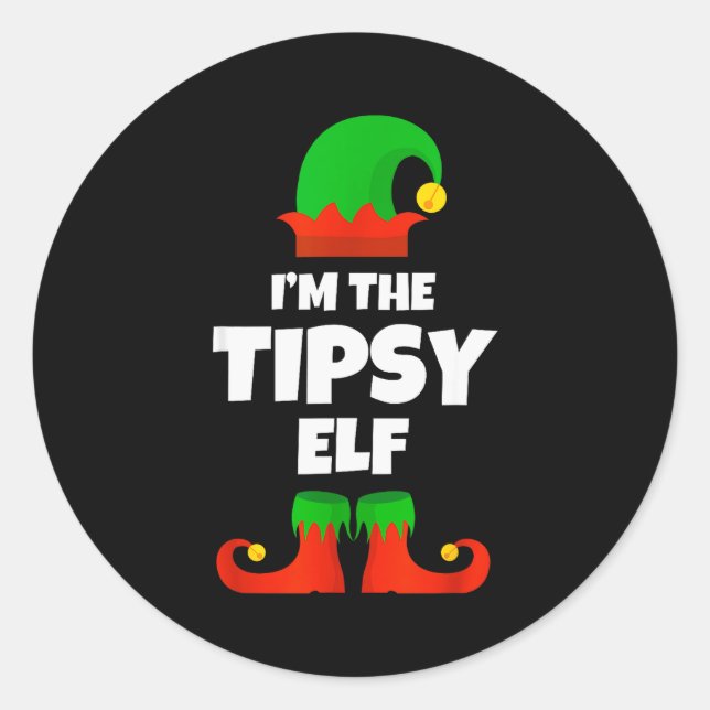 I'm The Tipsy Elf Family Pajama Christmas Funny  Runder Aufkleber