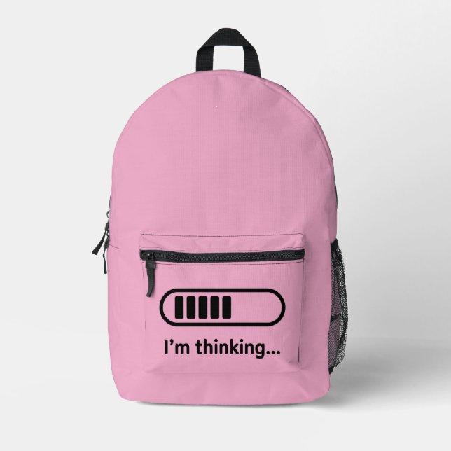 I'm Thinking... Loading Progress Bar Pink Minimali Bedruckter Rucksack (Vorderseite)