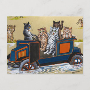 Im tiefen Wasser von Louis Wain Postkarte