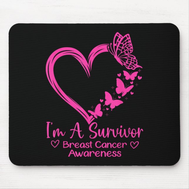 Im Überleben Brustkrebs Bewusstsein rosa Herz W Mousepad (Vorne)