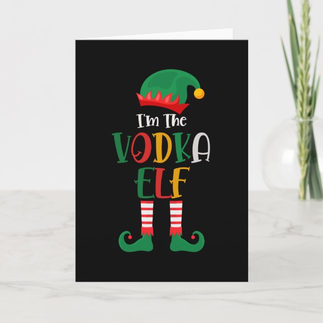 Im Vodka Elf passt Weihnachten Karte (Vorderseite)