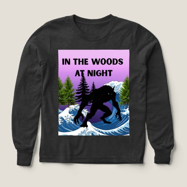 Im Wald bei Nacht Kinder Langarmshirt (Design Vorderseite)