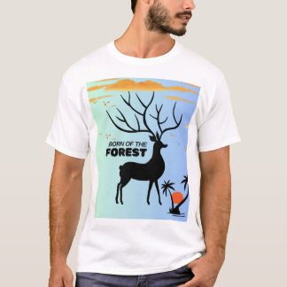 Im Wald geboren – Mystische Hirsch-Silhouette Natu T-Shirt