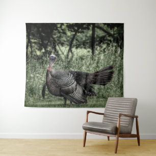 Im Wald - Grün-B&W-Poster Wandteppich