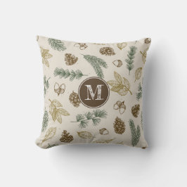 Im Waldwald Muster pinecones monogramm Kissen