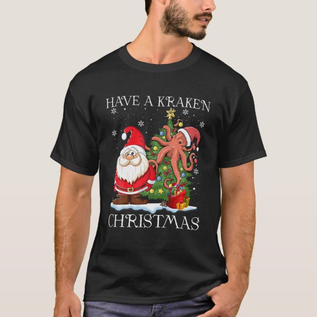 Im Weihnachtsbaum einen Kraken Weihnachtsoctopus t T-Shirt (Vorderseite)