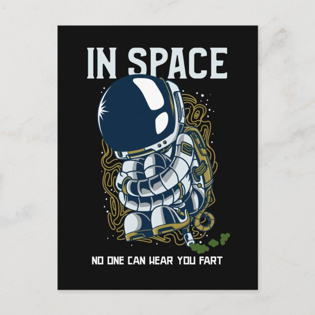 Im Weltraum kann niemand Furz hören - Furz Joke Postkarte (Vorderseite)