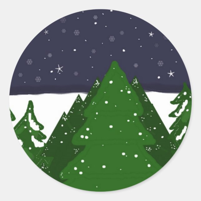 Im Winter Runder Aufkleber (Vorderseite)