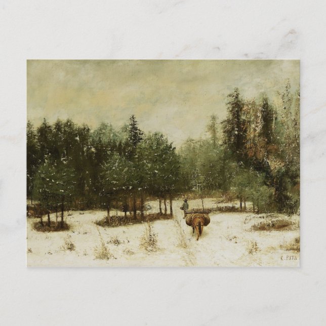 Im Winter Zugang zum Wald Postkarte (Vorderseite)