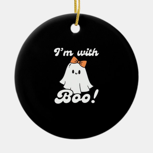 Im With Boo Funny Retro Style Keramik Ornament (Vorne)