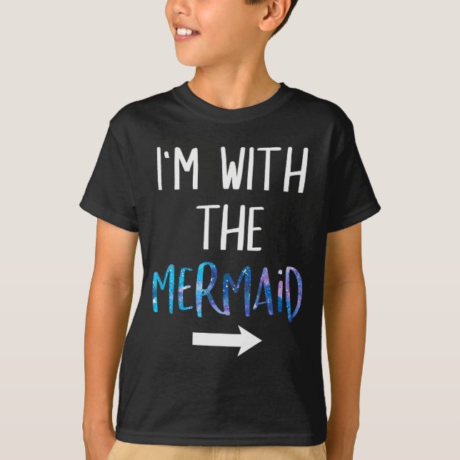 I'm With The Mermaid Funny Lazy Mermaid Halloween  T-Shirt (Vorderseite)