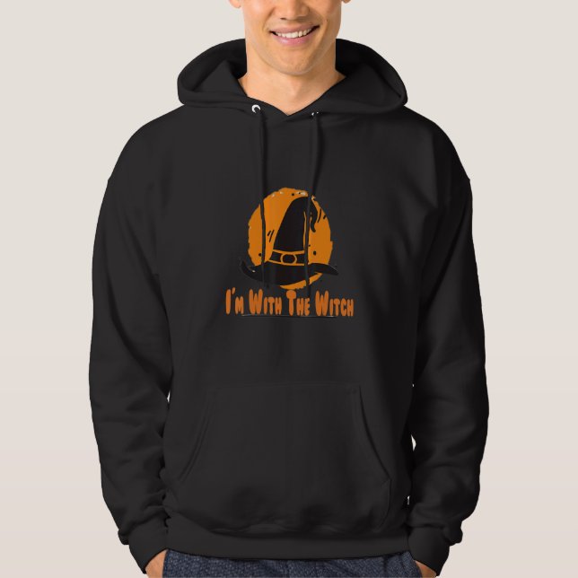 I'm With The Witch  Halloween Costume for Couples Hoodie (Vorderseite)