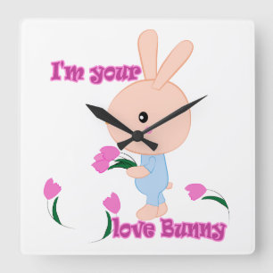 I'm your favorite Bunny Quadratische Wanduhr