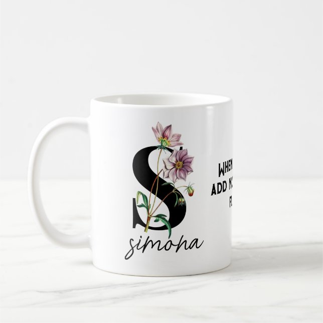 Im Zweifel Klassische Lila Blüten Personalisiert Kaffeetasse (Links)