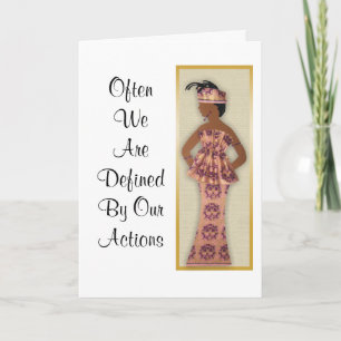 Image of female in purple, pink, gold, card dankeskarte