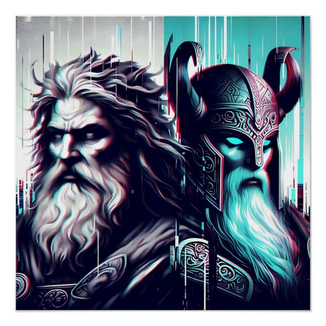  image of the gods zeus and odin togethe poster (Vorderseite)