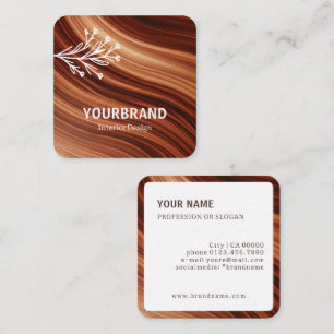 Image Template Modern Branch Mahaghoni Wood Brown Quadratische Visitenkarte