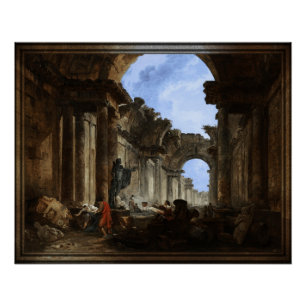 Imaginäre Sicht auf die Grand Gallery des Louvre Poster