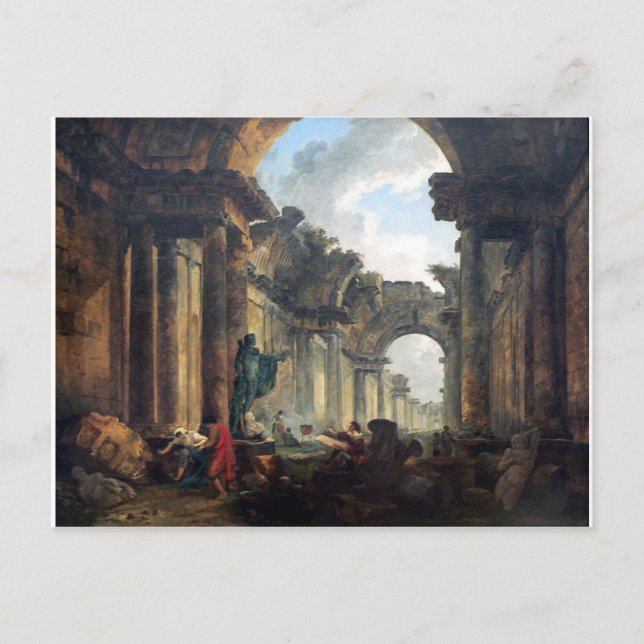 Imaginäre Sicht auf die Grand Gallery des Louvre Postkarte (Vorderseite)