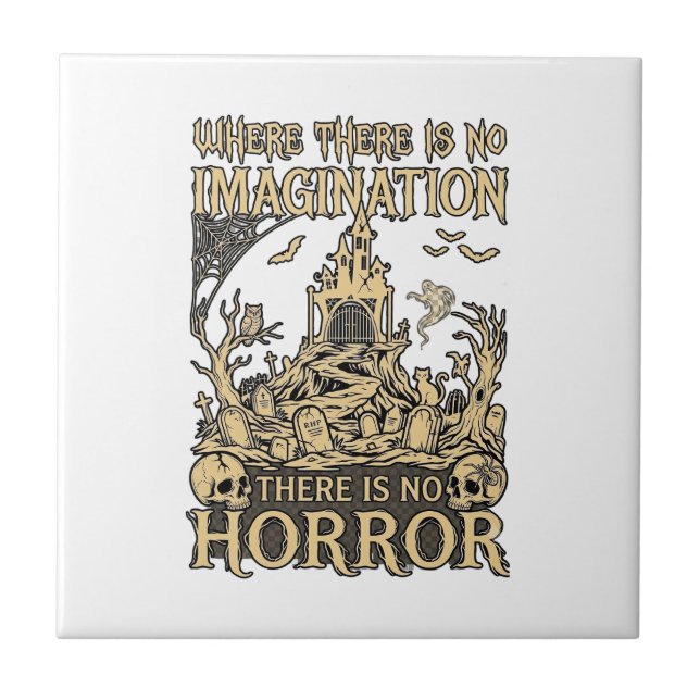 Imagination Horror Halloween Spukhaus Friedhof Fliese (Vorderseite)