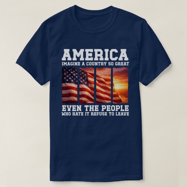 Imagine a Country So Great Patriotic USA Sunset T-Shirt (Design vorne)