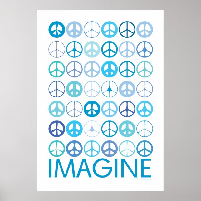 IMAGINE - Blaue internationale Friedenszeichen Poster (Vorne)