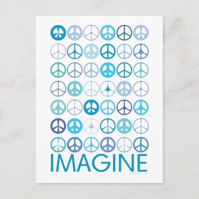 IMAGINE - Blaue internationale Friedenszeichen Postkarte (Vorderseite)