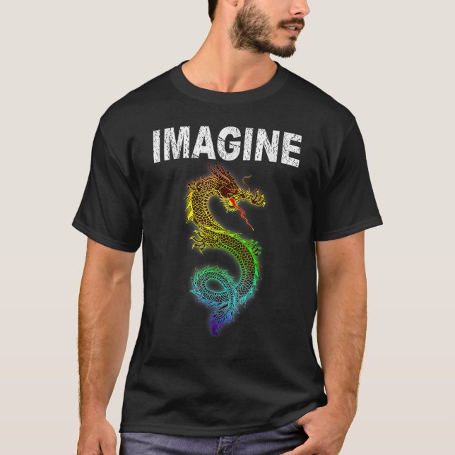 Imagine Fantasy Dragon Retro Tribal T-Shirt (Vorderseite)