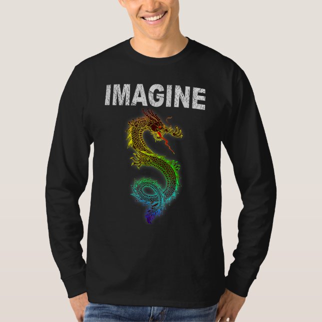 Imagine Fantasy Dragon Retro Tribal T-Shirt (Vorderseite)