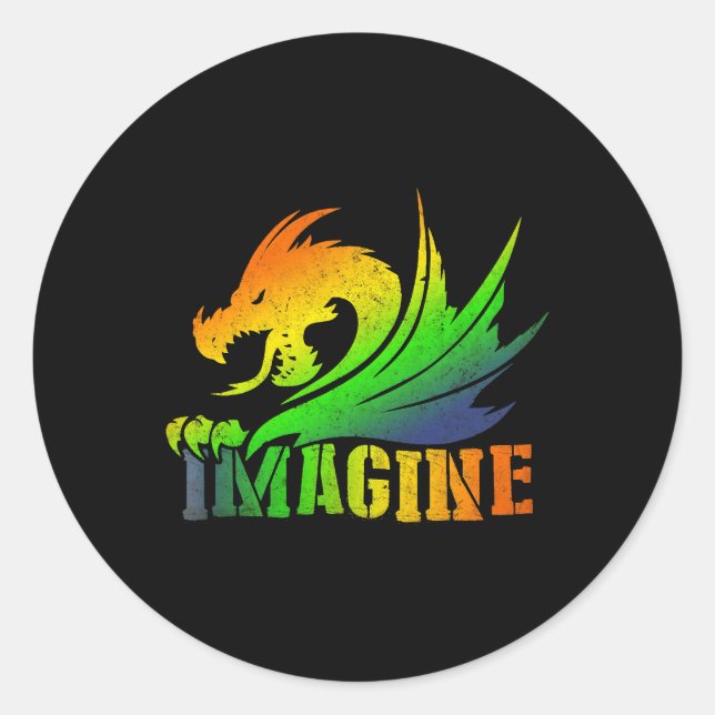 IMAGINE Fantasy Dragon Style ideal für Geschenke Runder Aufkleber (Vorderseite)