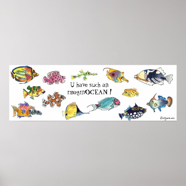 ImaginOCEAN Cartoon Fischkunst Poster (Vorne)