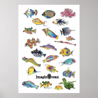 ImaginOcean Cartoon Fischkunst Poster