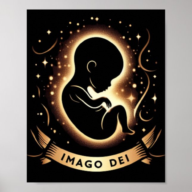 Imago Dei Image von God Baby in Womb Black Poster (Vorne)