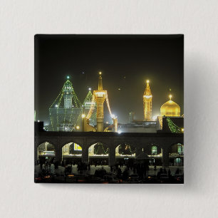 Imam Reza-Schrein-Komplex bei Nacht, Maschhad, Button