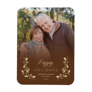 Imán Brown Whimsical Script Zitat Foto Weihnachten Magnet
