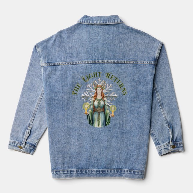 Imbolc Brigid Celtic Goddess Winter Snowflake Jeansjacke (Rückseite)