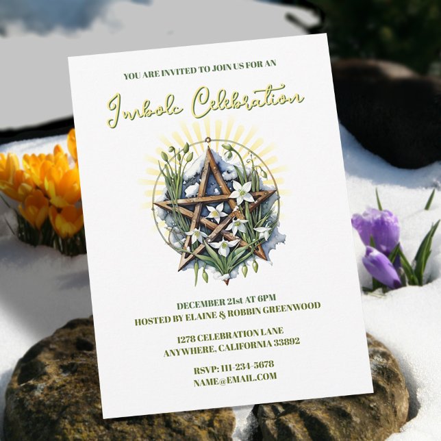 Imbolc Candlemas Sunshine & Snowdrops Pagan Einladung (Imbolc Candlemas Sunshine & Snowdrops Pagan Holiday Invitation)