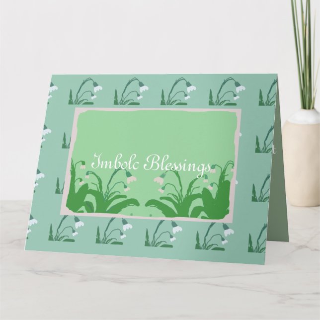 Imbolc-Frühlingsschneefall in Grün Karte (Vorderseite)